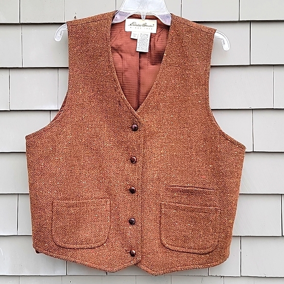 Eddie Bauer Jackets & Blazers - Eddie Bauer Vintage Wool Blend Vest Layer Rust Mix Women's Large